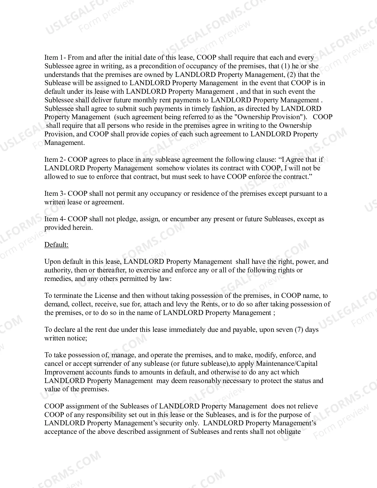 Preview Draft Master Lease Agreement