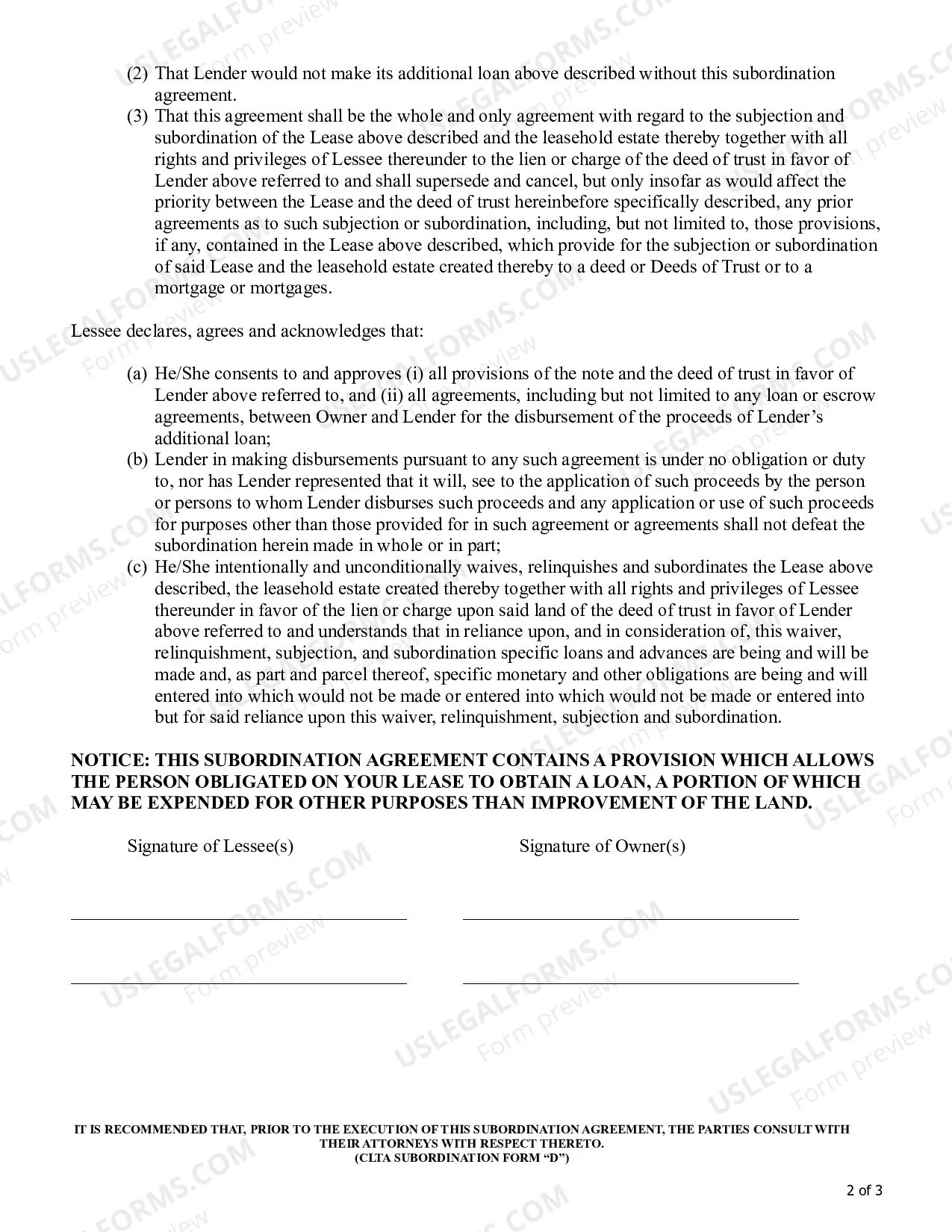 Preview Subordination Agreement for Existing Loan