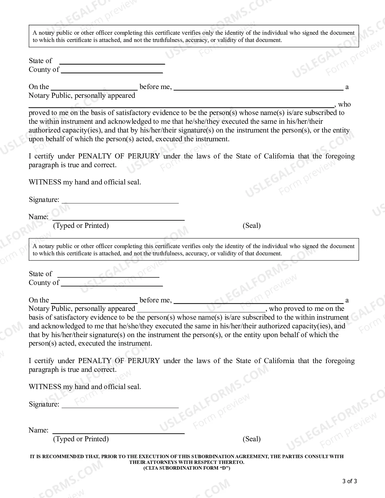 Preview Subordination Agreement for Existing Loan