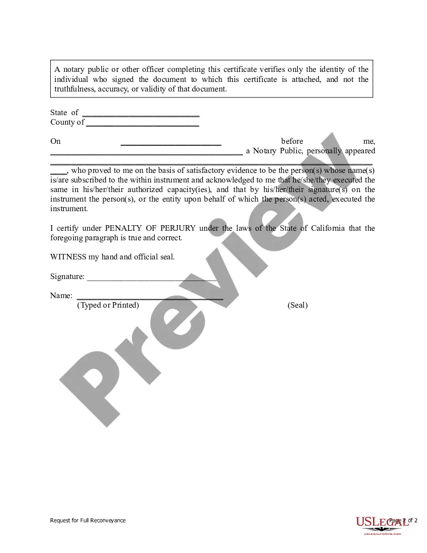 Get Request for Full Reconveyance Preview Request for Full Reconveyance