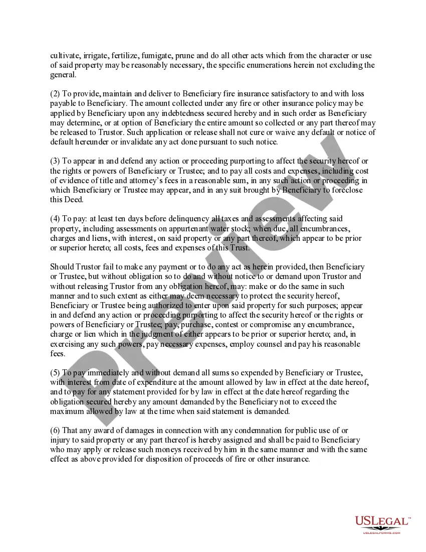 Preview Deed of Trust and Assignment of Rents -Due on Sale