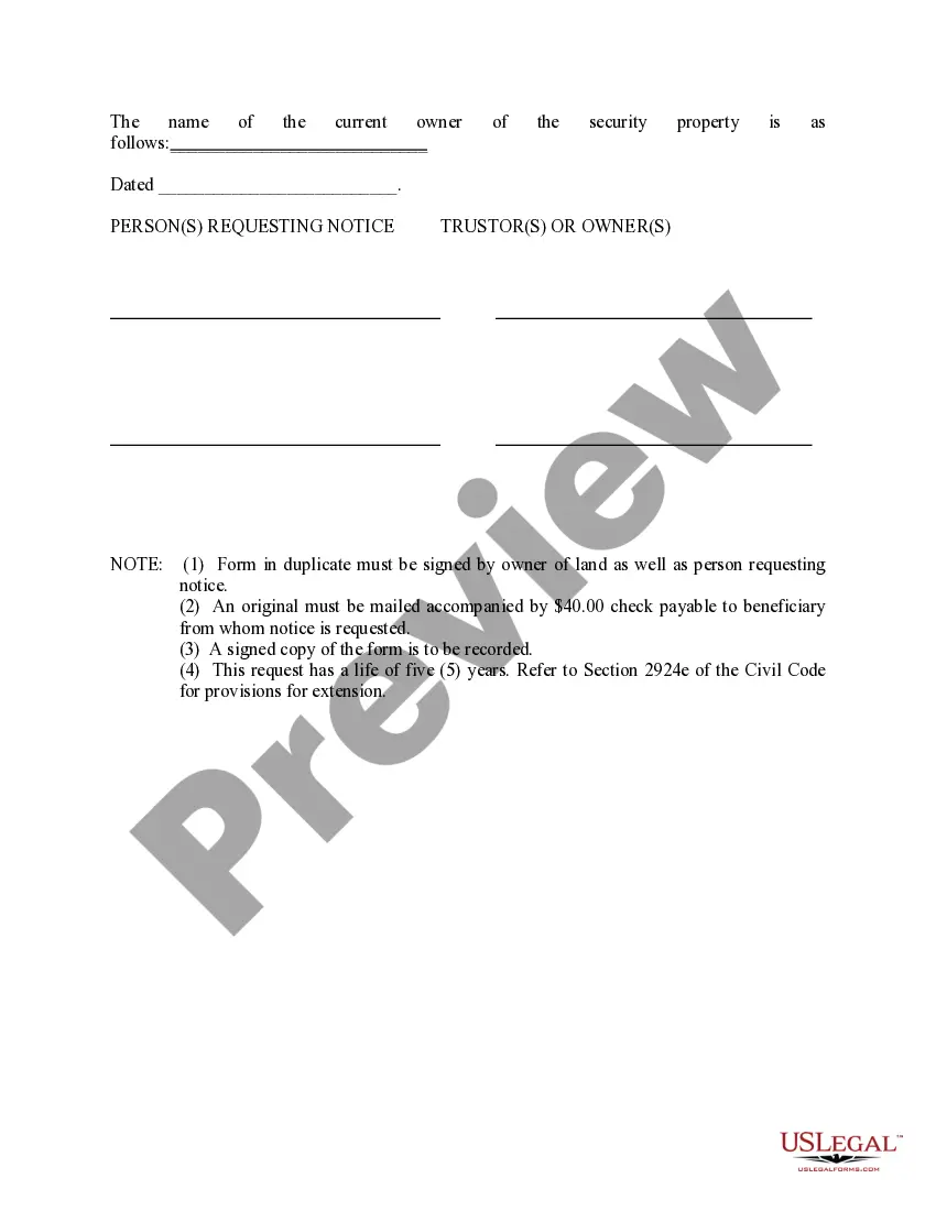 Preview Request for Notice of Delinquency