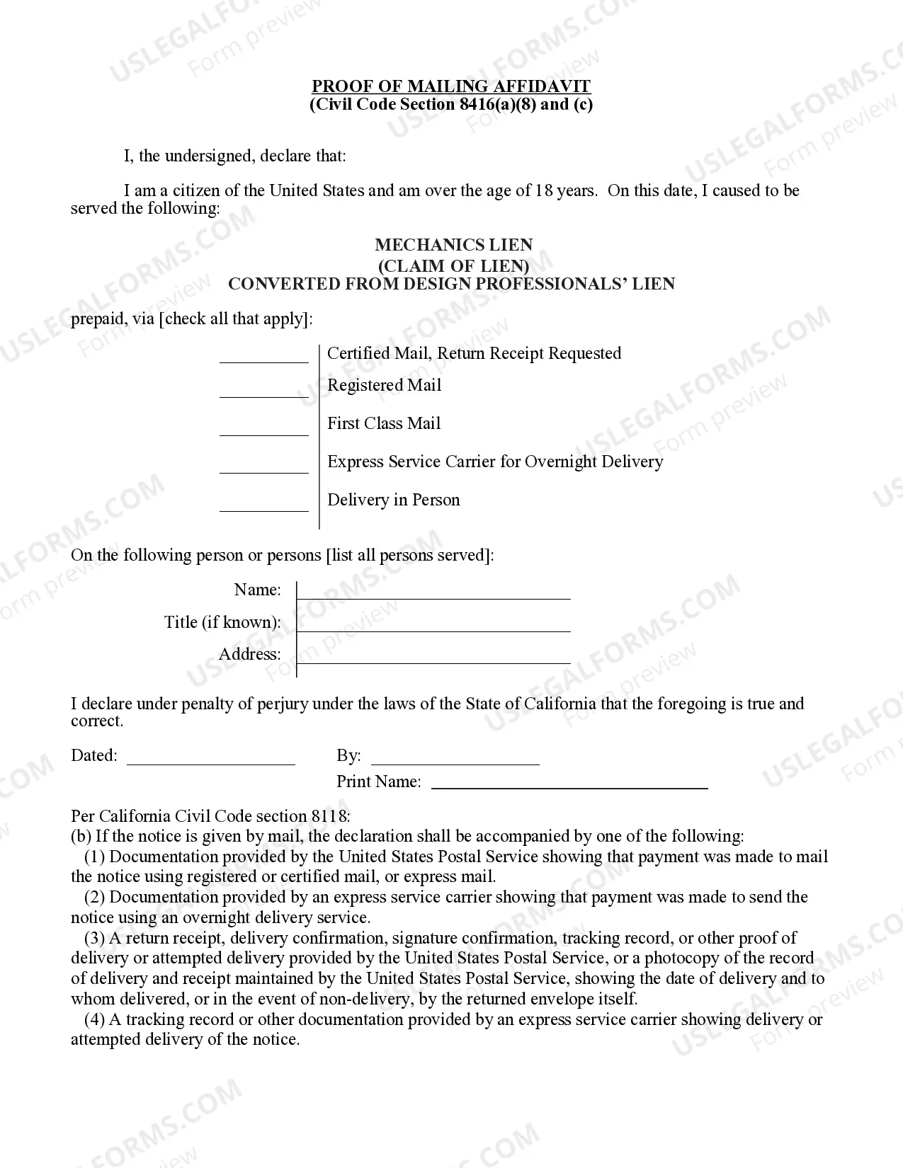 Preview Mechanic Liens