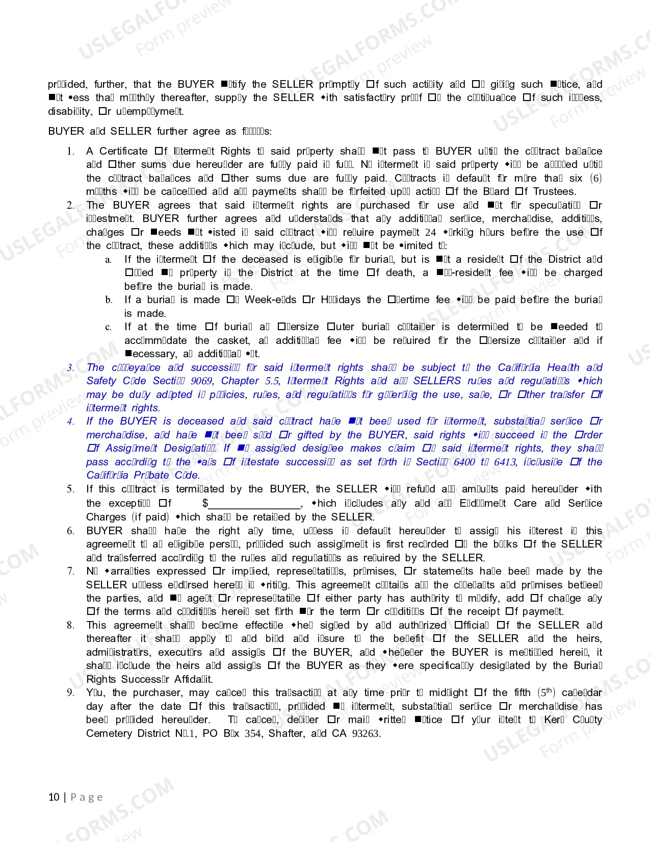 Preview Burial Rights Successor Affidavit