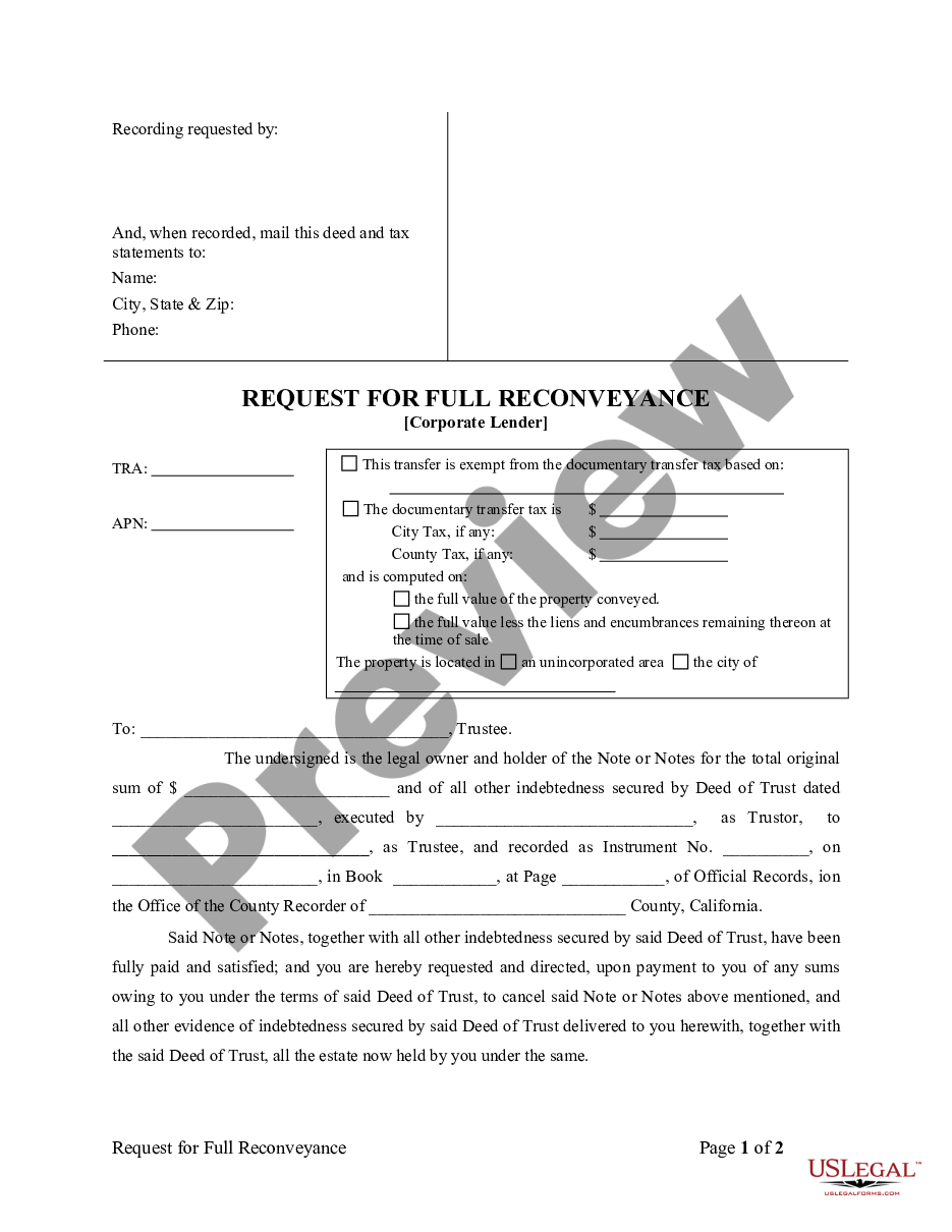 page 4 Request for Reconveyance of Deed of Trust by Corporation preview