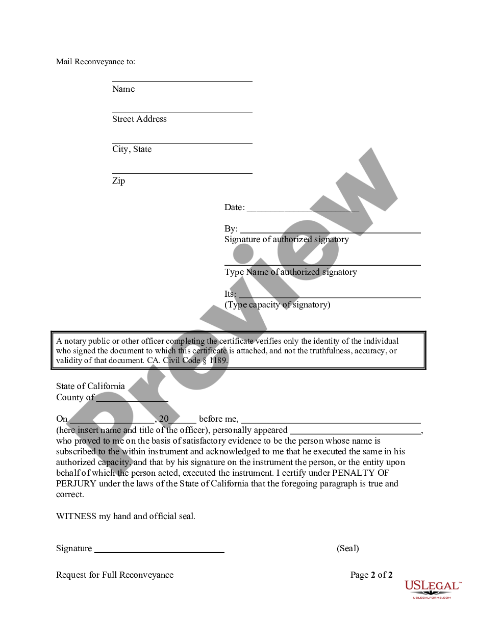 page 5 Request for Reconveyance of Deed of Trust by Corporation preview