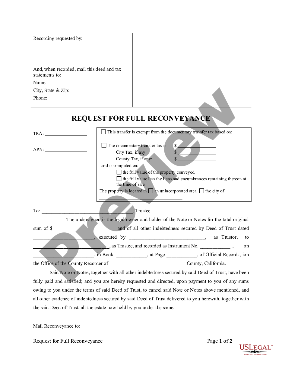 page 4 Request for Reconveyance of Deed of Trust by Individual preview