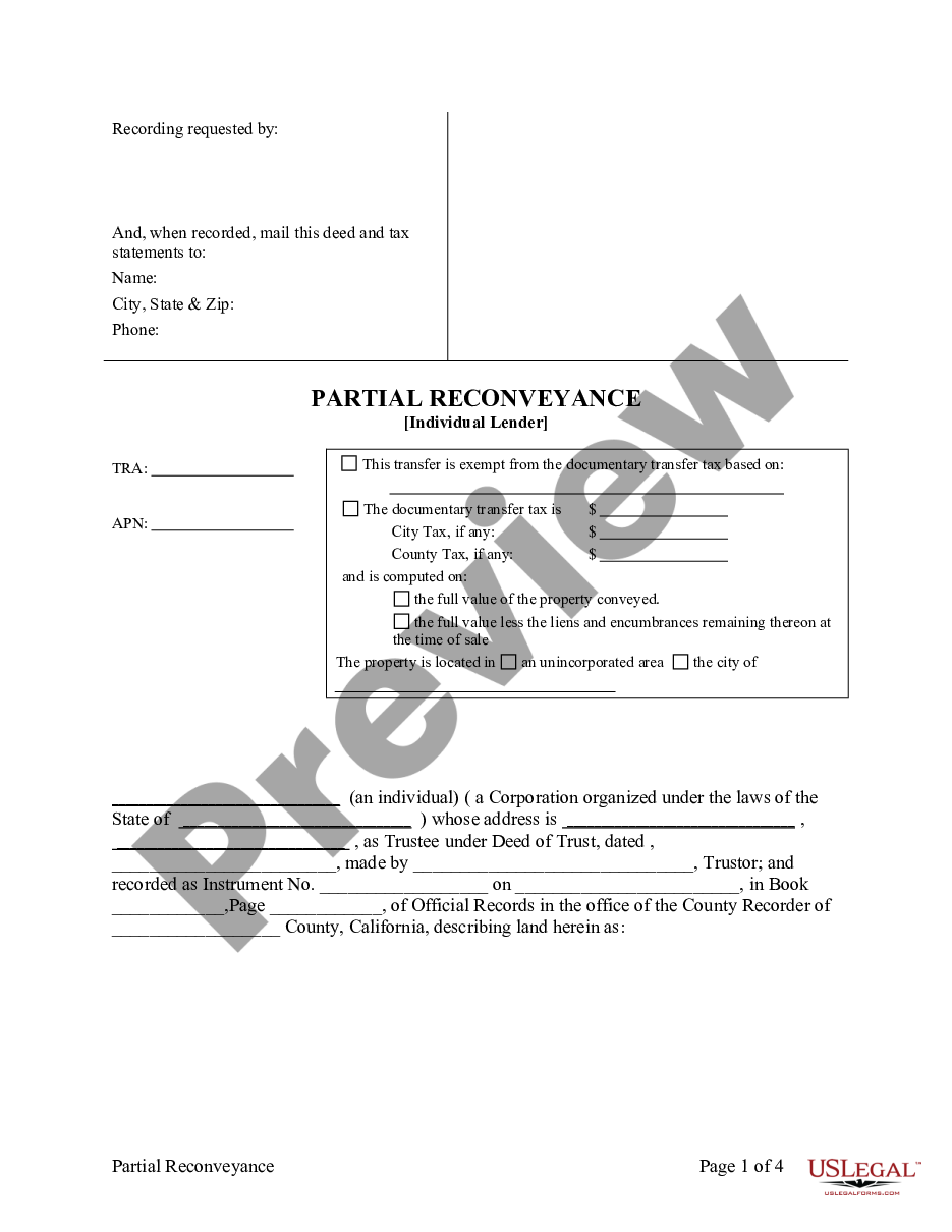 page 4 Partial Release of Property From Deed of Trust for Individual preview