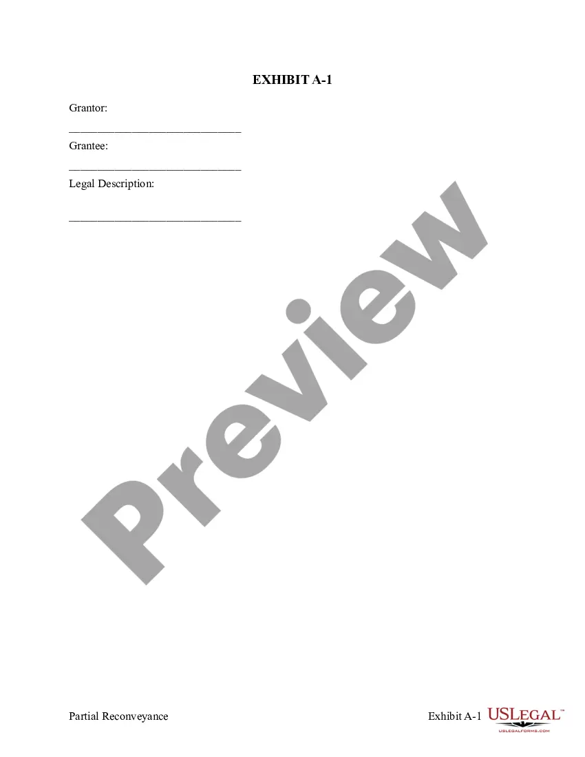 Preview Partial Release of Property From Deed of Trust for Individual