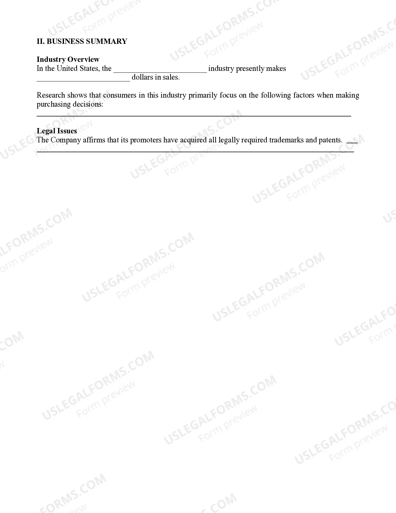 Preview Basic Business Plan