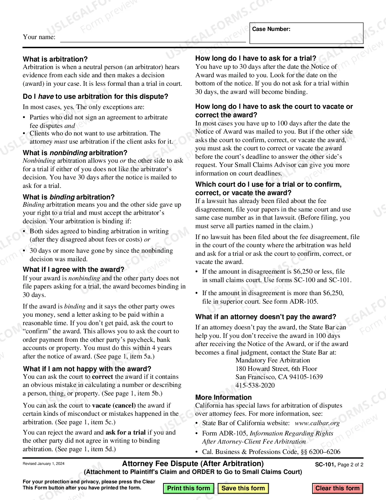 Preview Attorney - Client Fee Dispute - Attachment to Plaintiff's Claim