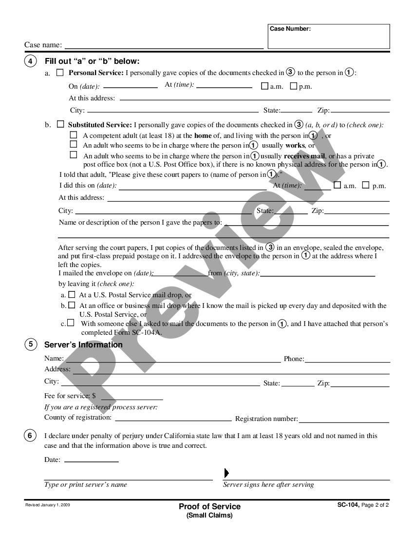 California Proof Of Service By Mail Family Law US Legal Forms