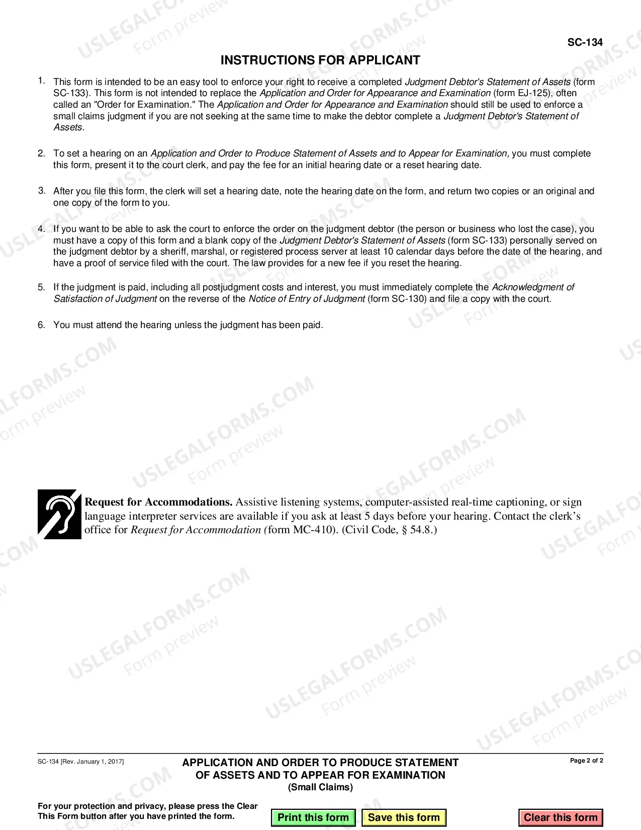 Preview Application and Order to Produce Statement of Assets and to Appear for Examination