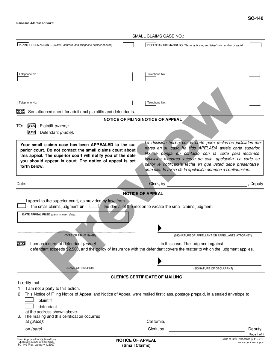 form Notice of Appeal preview