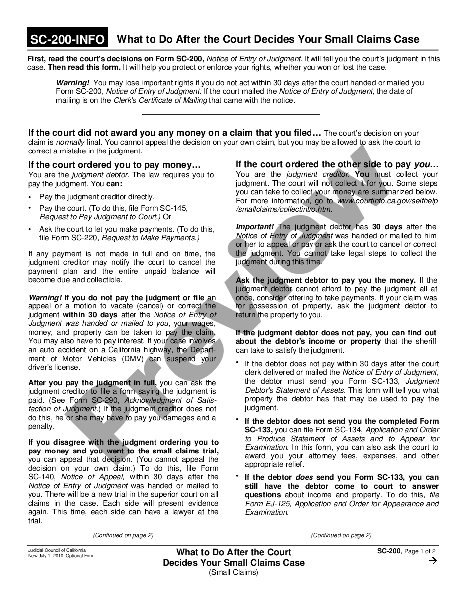 page 0 What to Do After the Court Decides Your Small Claims Case preview