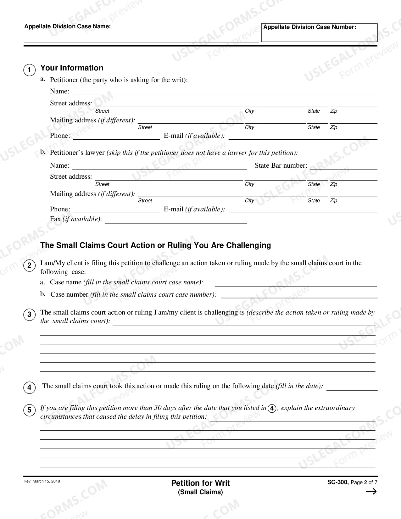 Preview Petition for Writ - Small Claims