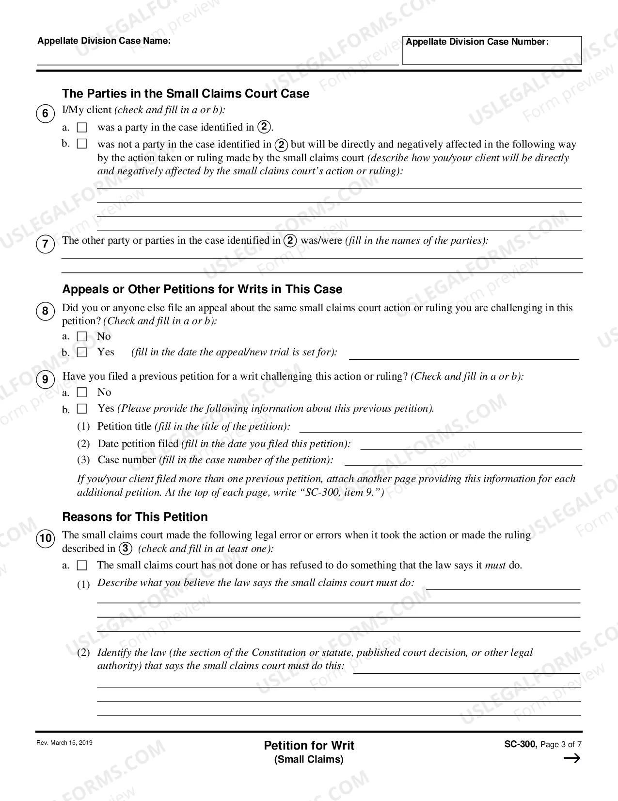 Preview Petition for Writ - Small Claims