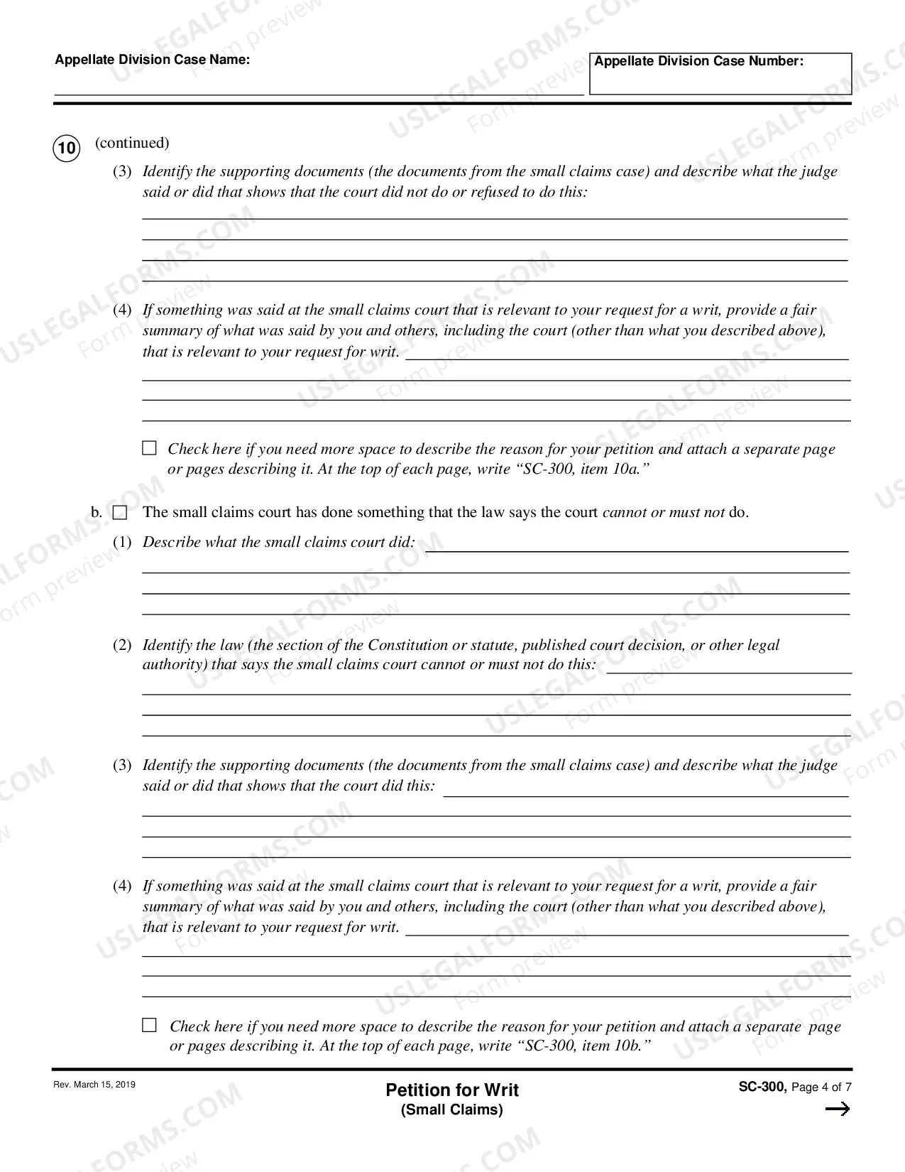 Preview Petition for Writ - Small Claims