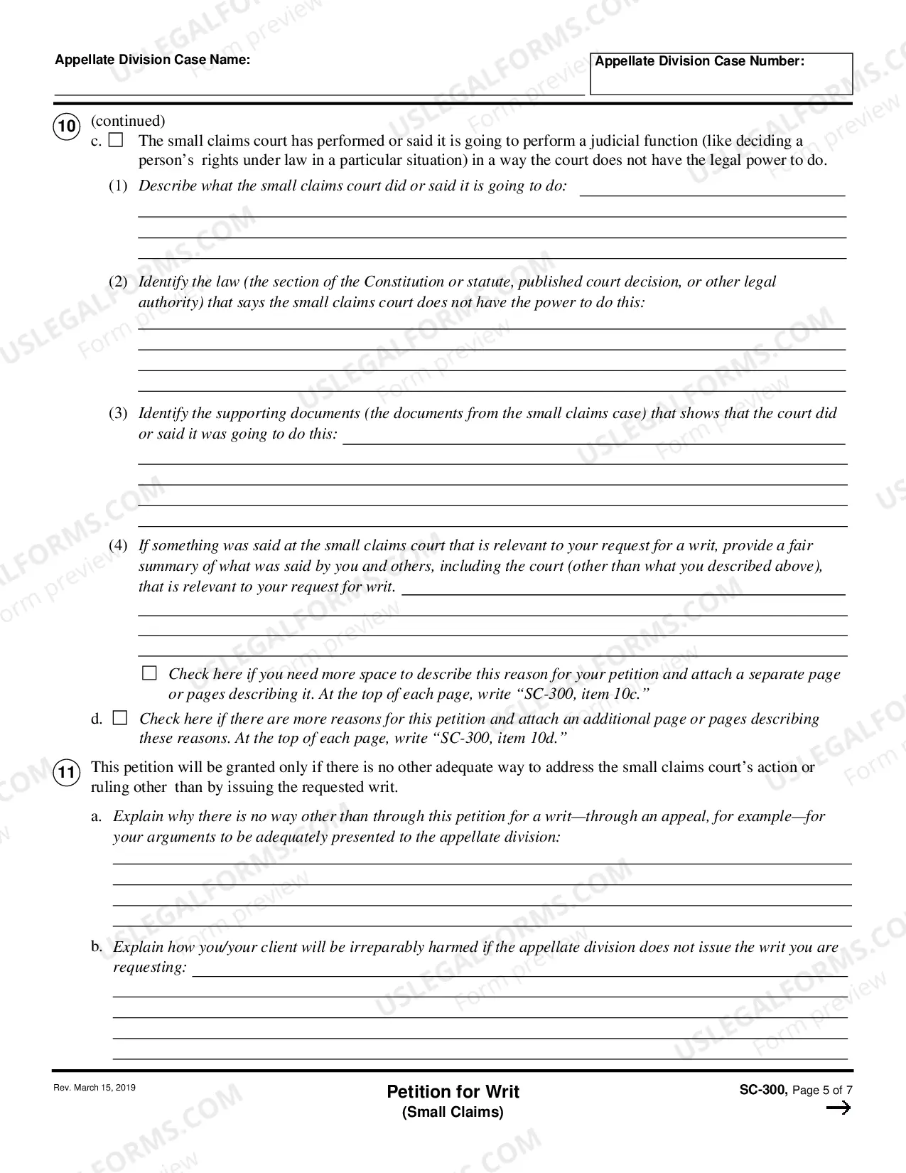 Preview Petition for Writ - Small Claims
