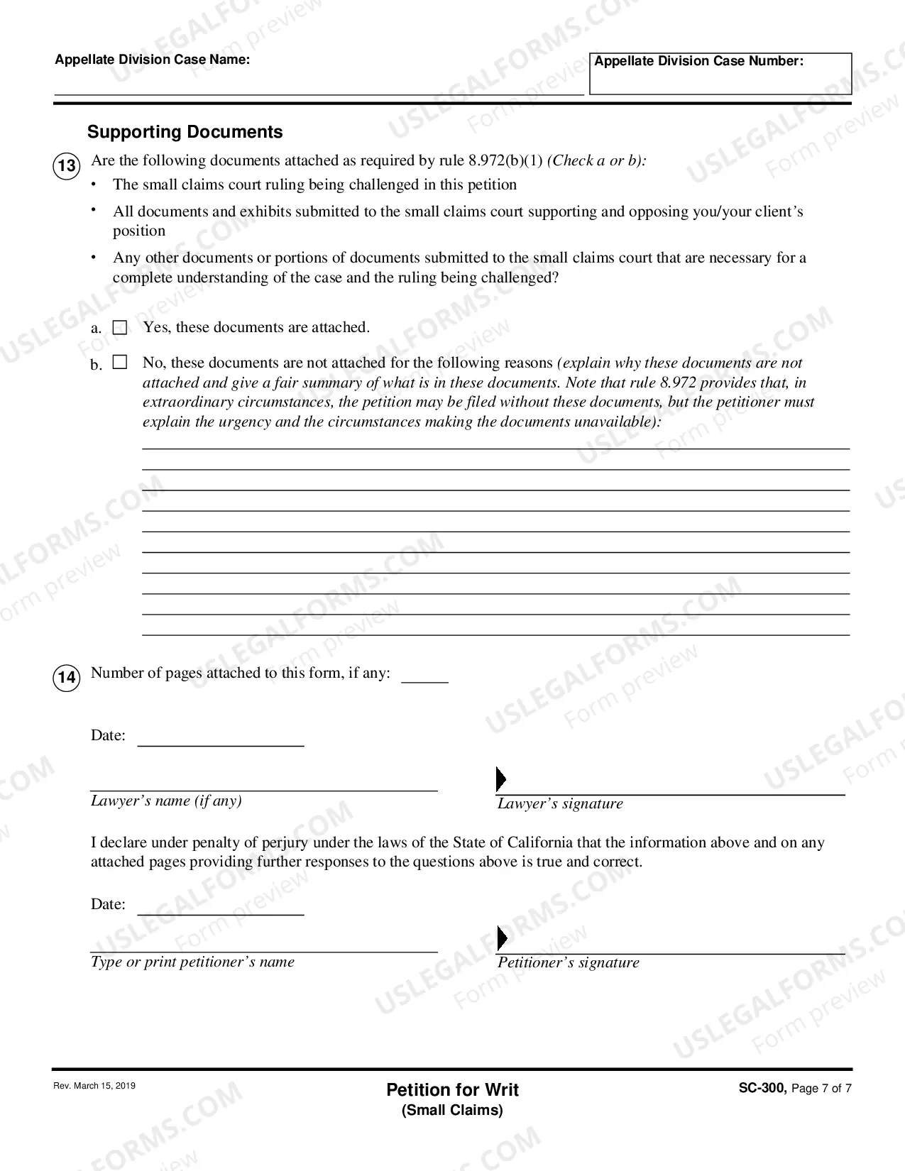 Preview Petition for Writ - Small Claims