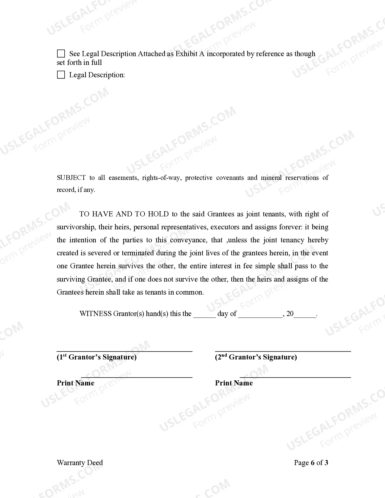 Preview Warranty Deed for Husband and Wife Converting Property from Tenants in Common to Joint Tenancy