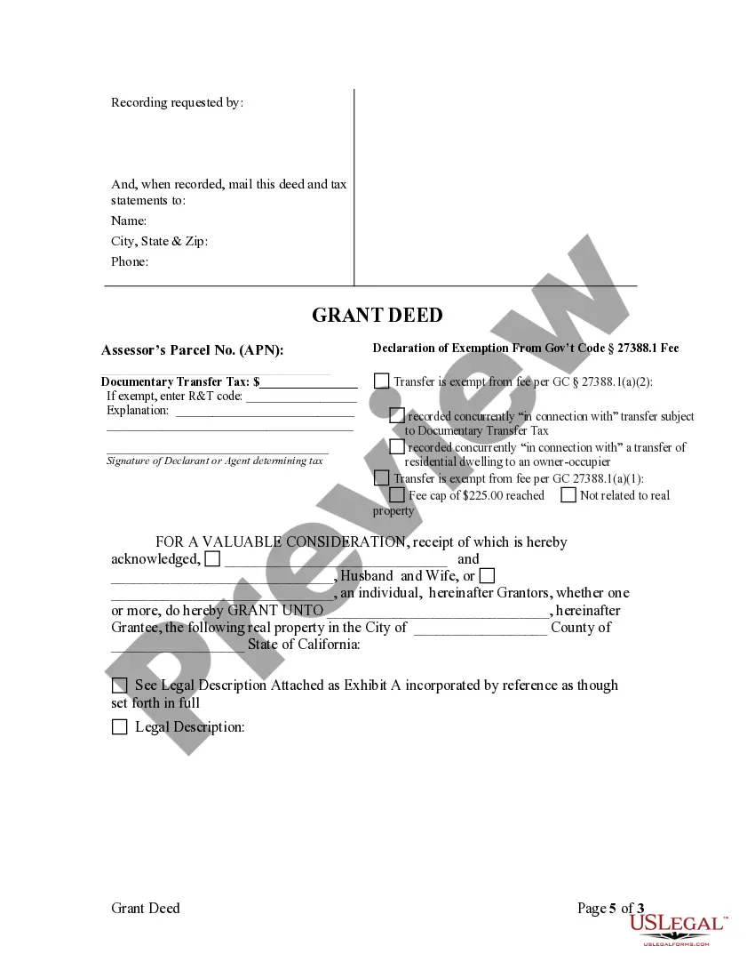 Get Grant Deed - Parents to Child with Reservation of Life Estate Preview Grant Deed - Parents to Child with Reservation of Life Estate