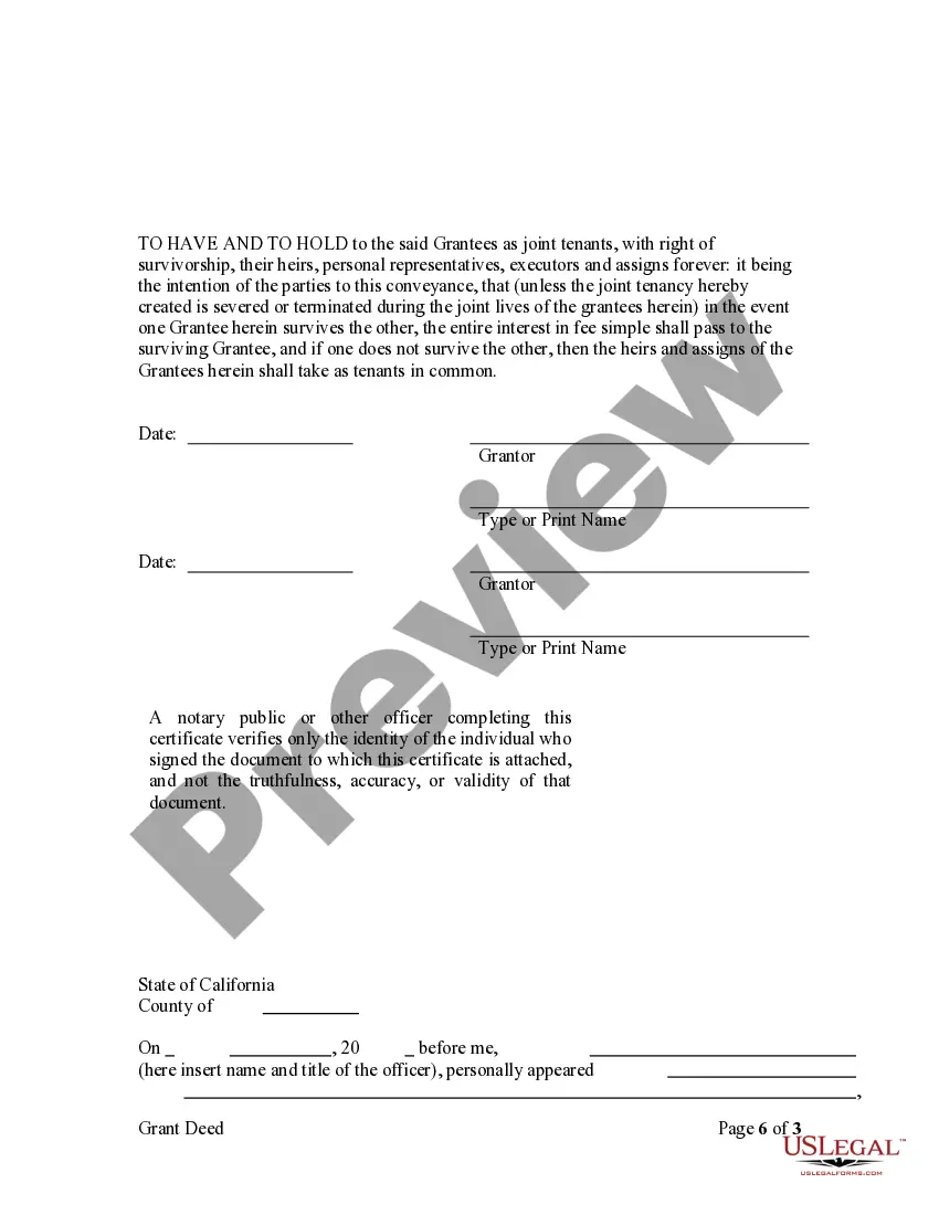 Get Grant Deed - Conversion of Community Property to Joint Tenancy Preview Grant Deed - Conversion of Community Property to Joint Tenancy
