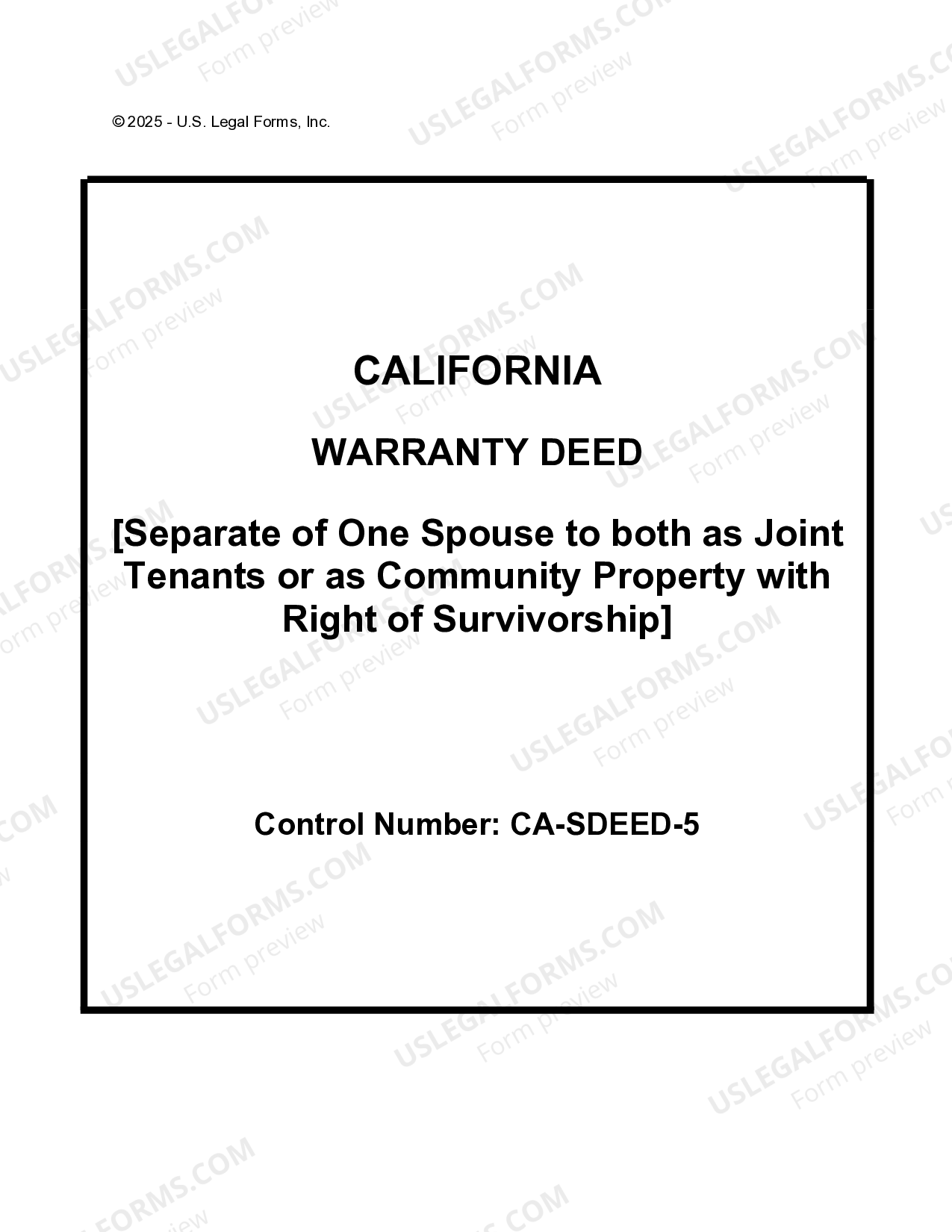 San Jose California Warranty Deed to Separate Property of one Spouse to