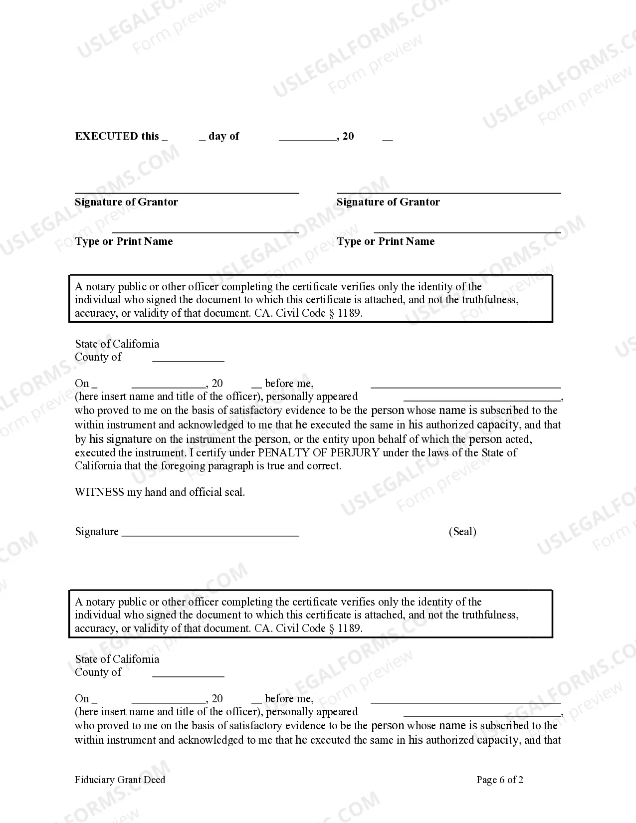 Preview Warranty Deed for Fiduciary