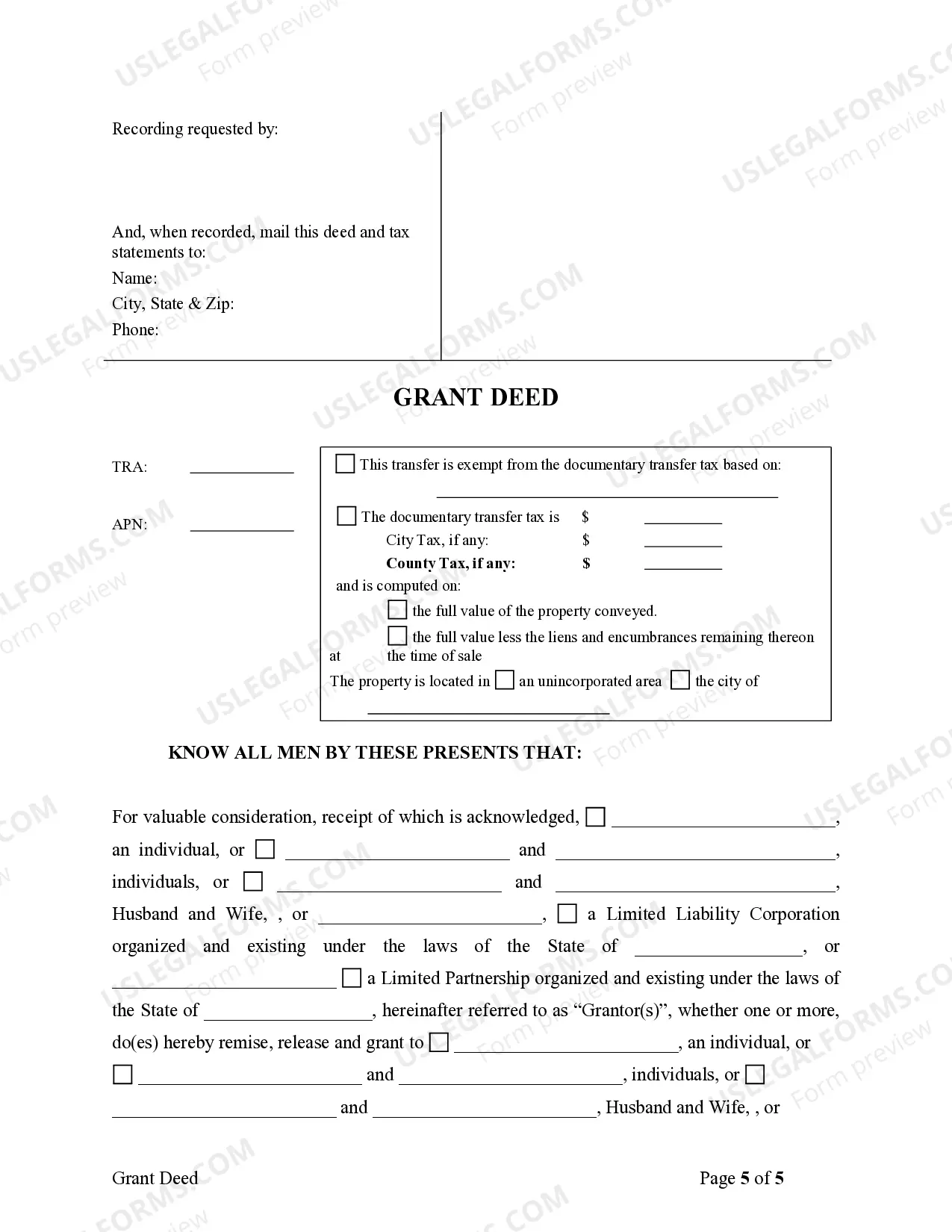 Preview Warranty Deed from Individual, Limited Partnership or LLC is the Grantor or Grantee