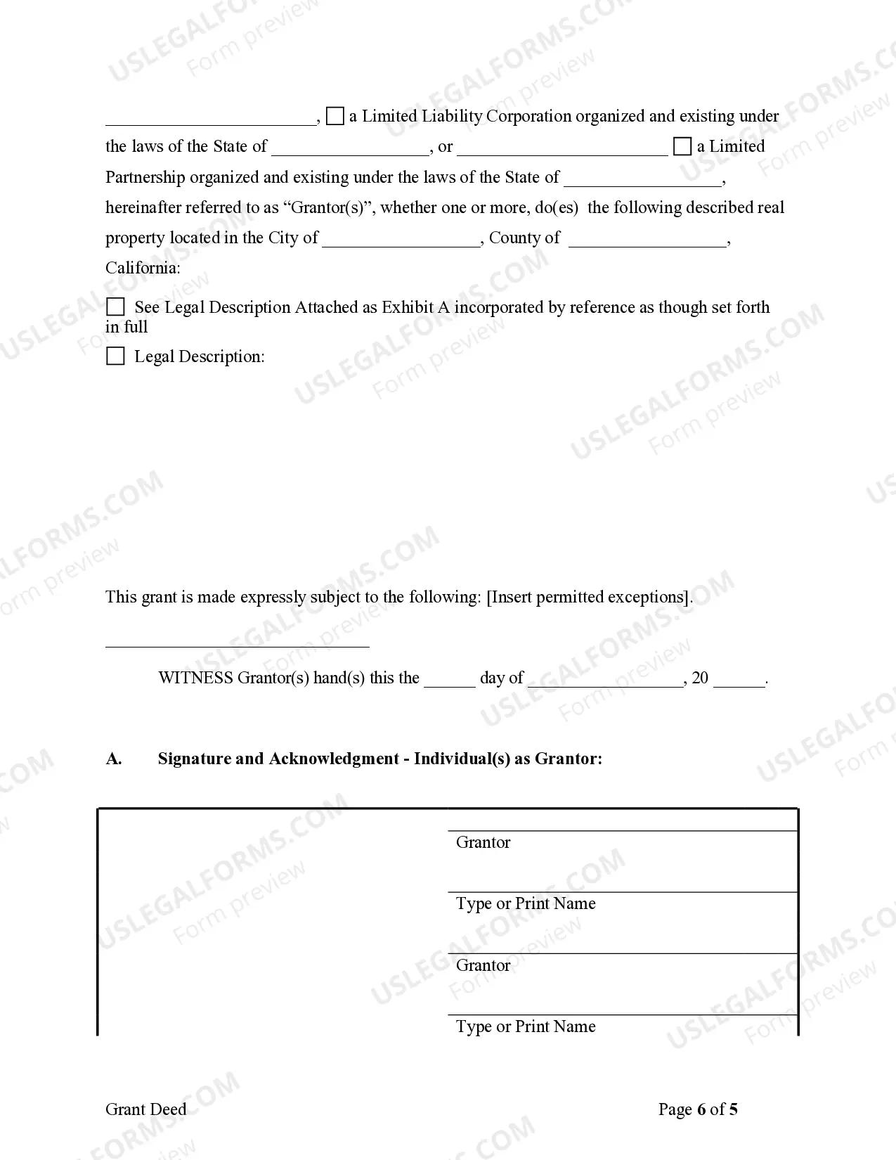Preview Warranty Deed from Individual, Limited Partnership or LLC is the Grantor or Grantee