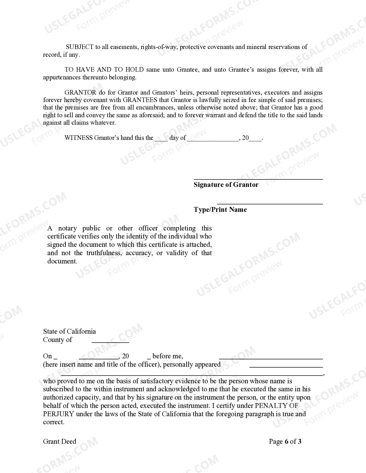 Preview Grant Deed - One Individual to Three Individuals as Joint Tenants