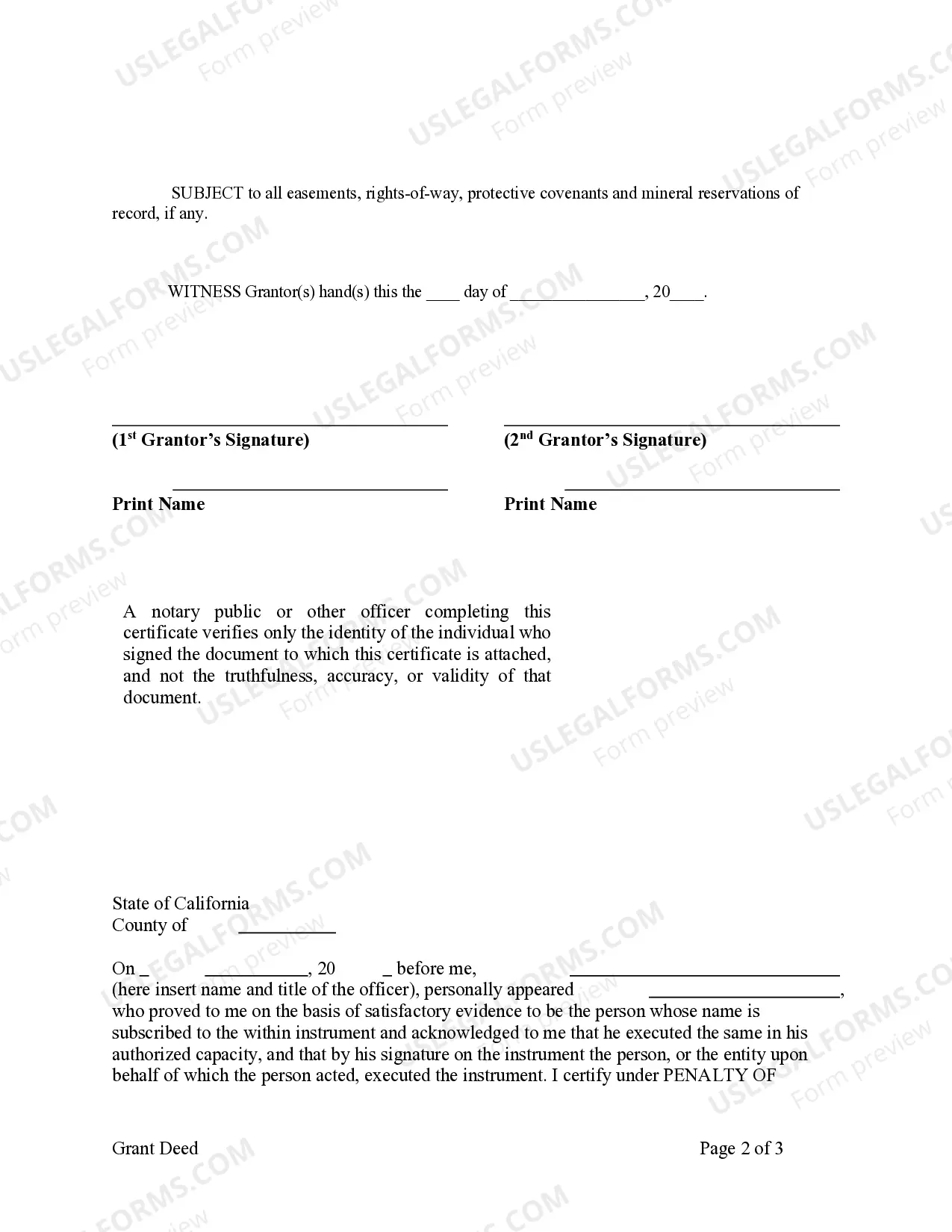 Preview Grant Deed - Two Individuals to a Trust