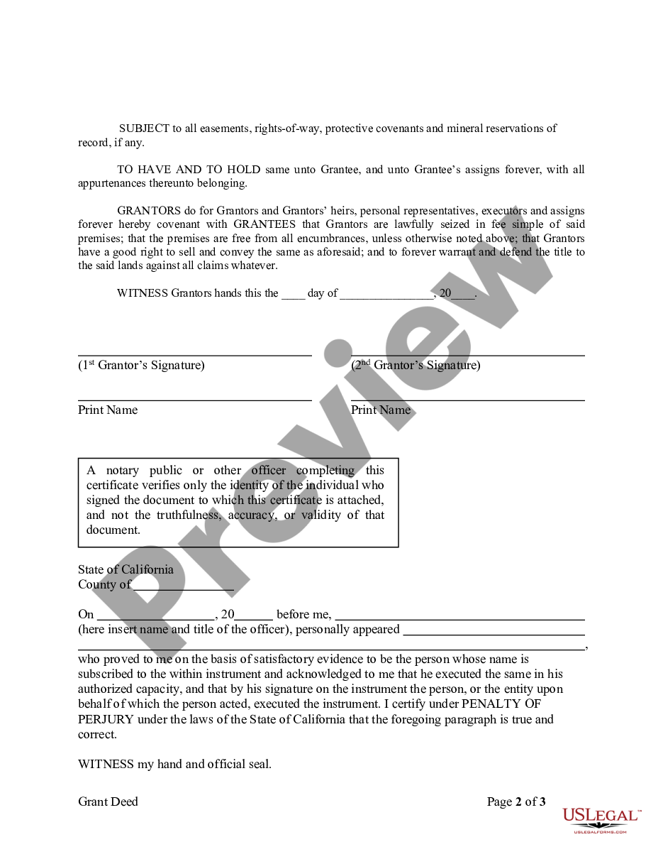 page 5 Grant Deed from Husband and Wife to Three Individuals as Joint Tenants preview