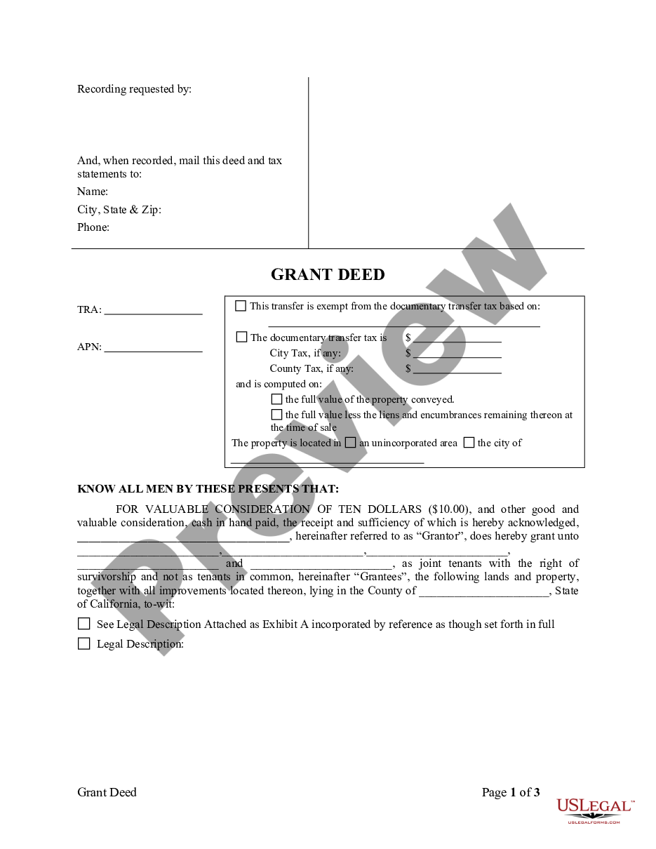 page 4 Grant Deed - One Individual to Five Individuals as Joint Tenants preview