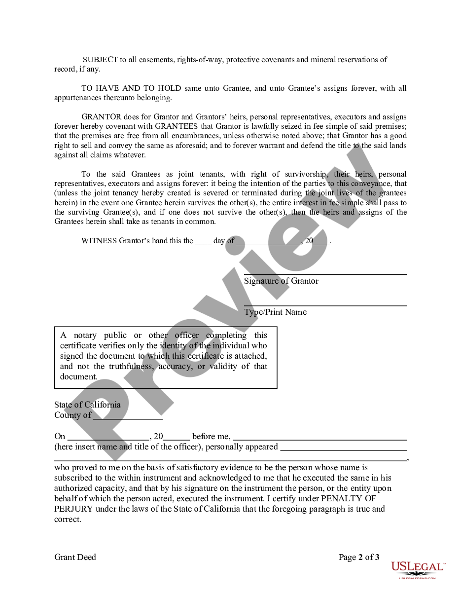 page 5 Grant Deed - One Individual to Five Individuals as Joint Tenants preview