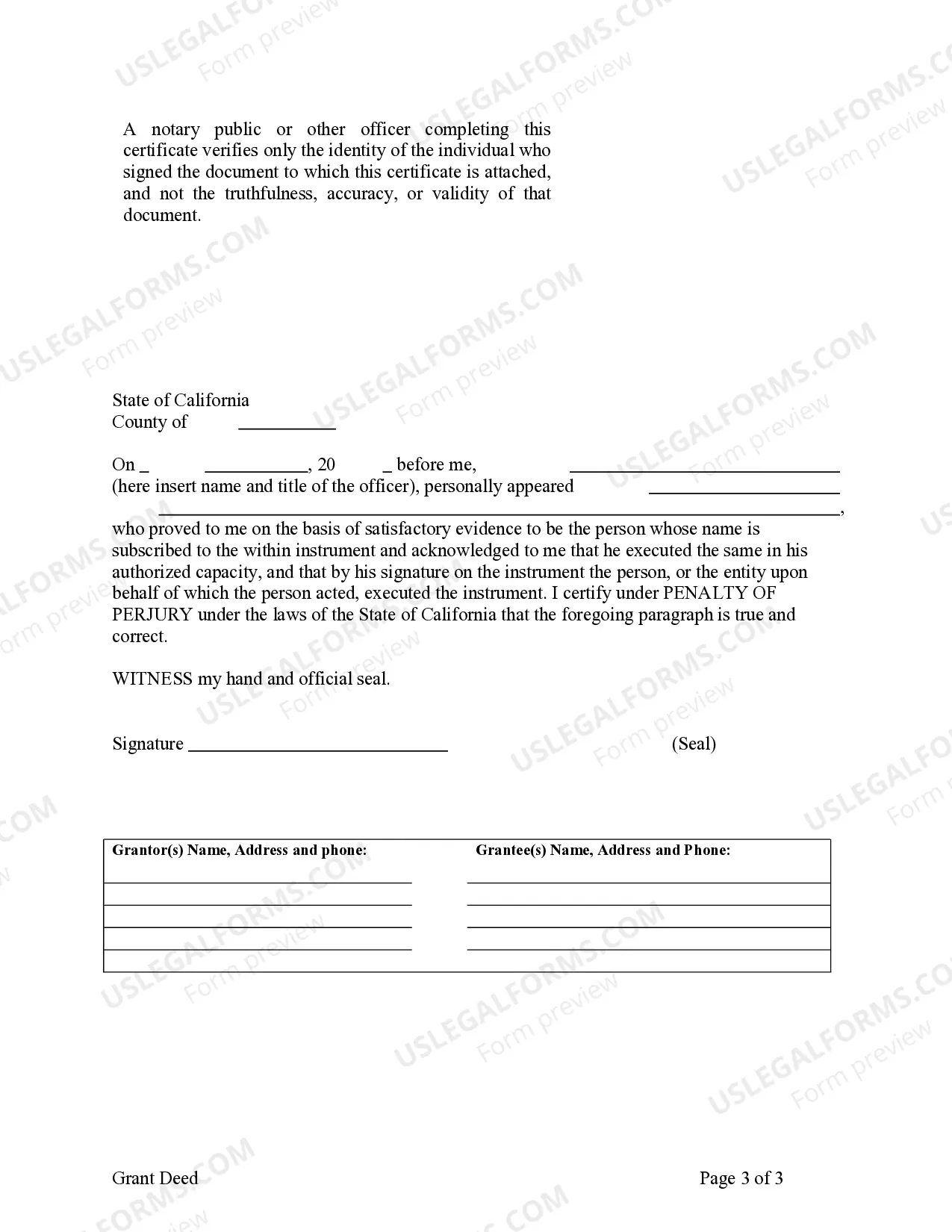 Preview Grant Deed - Living Trust to Living Trust