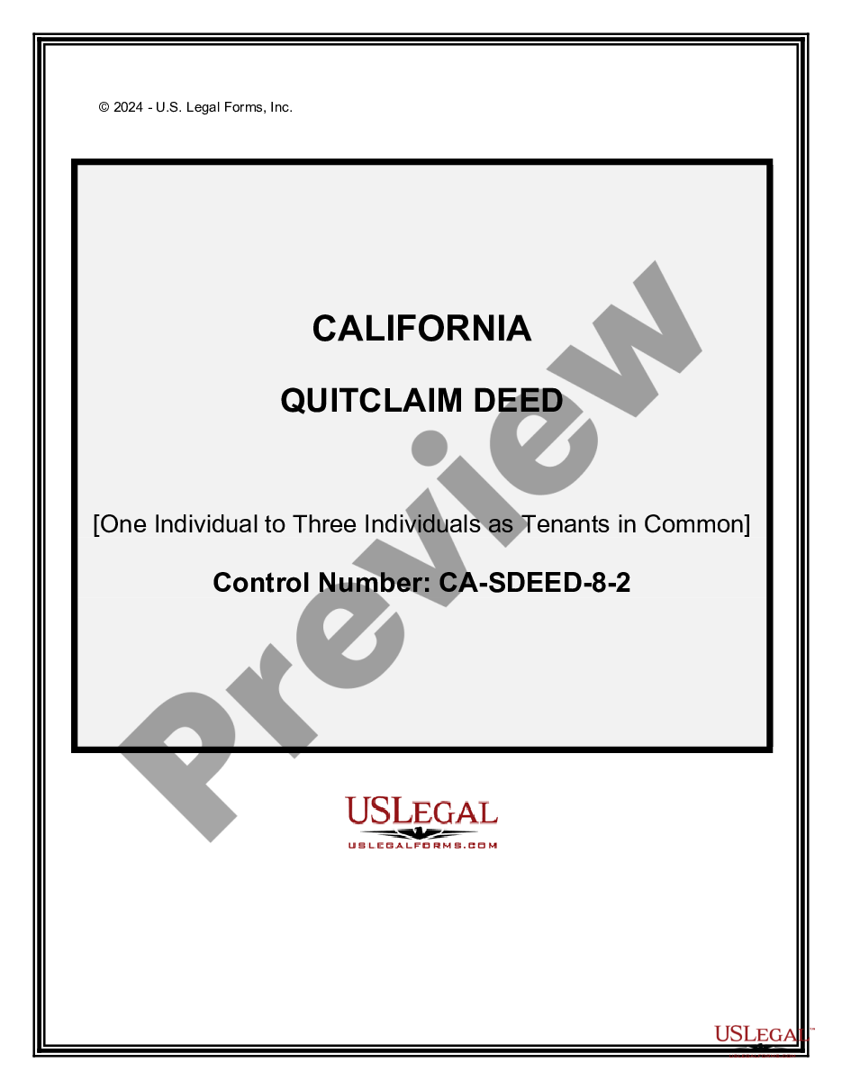 page 0 Quitclaim Deed from one Individual to Three Individuals as Tenants in Common preview