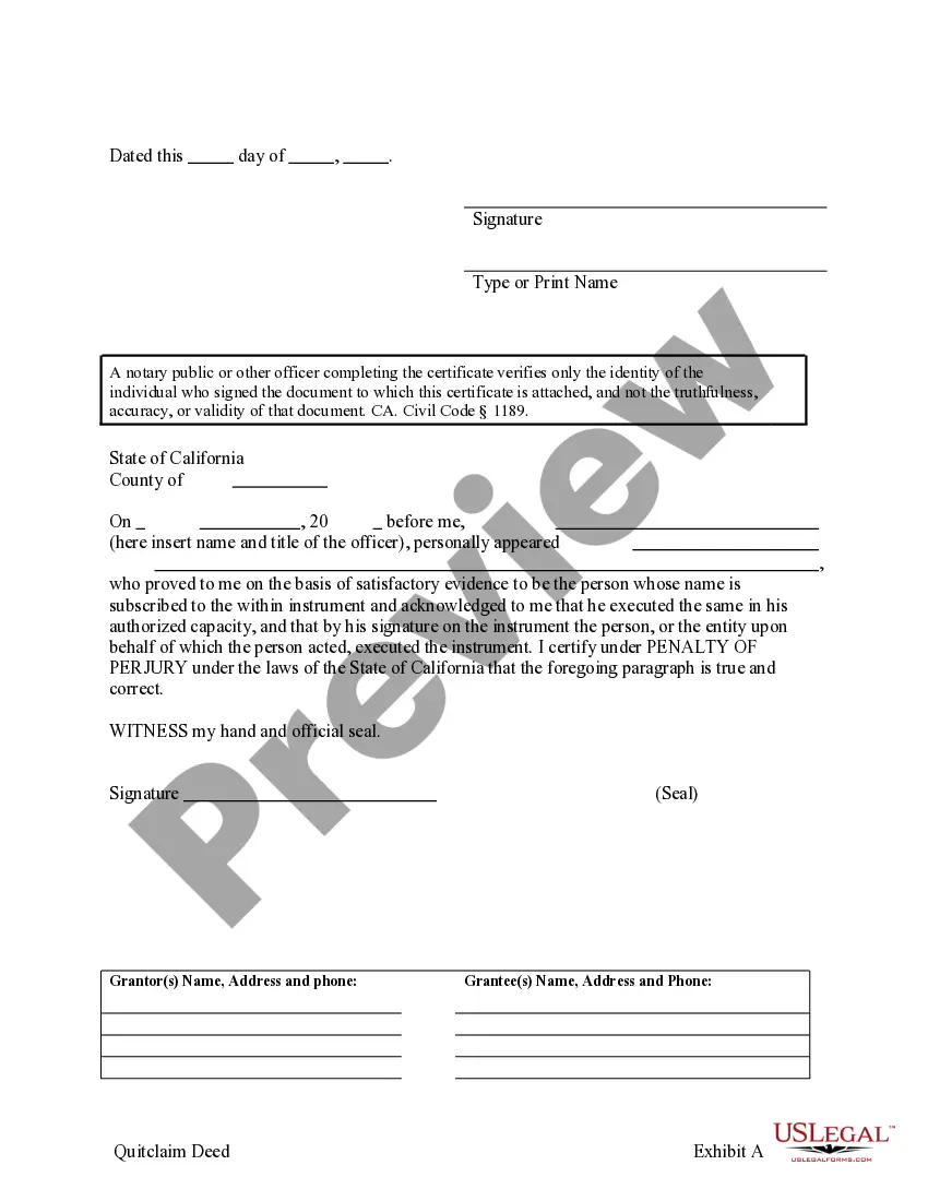 Get Quitclaim Deed from one Individual to Three Individuals as Tenants in Common Preview Quitclaim Deed from one Individual to Three Individuals as Tenants in Common