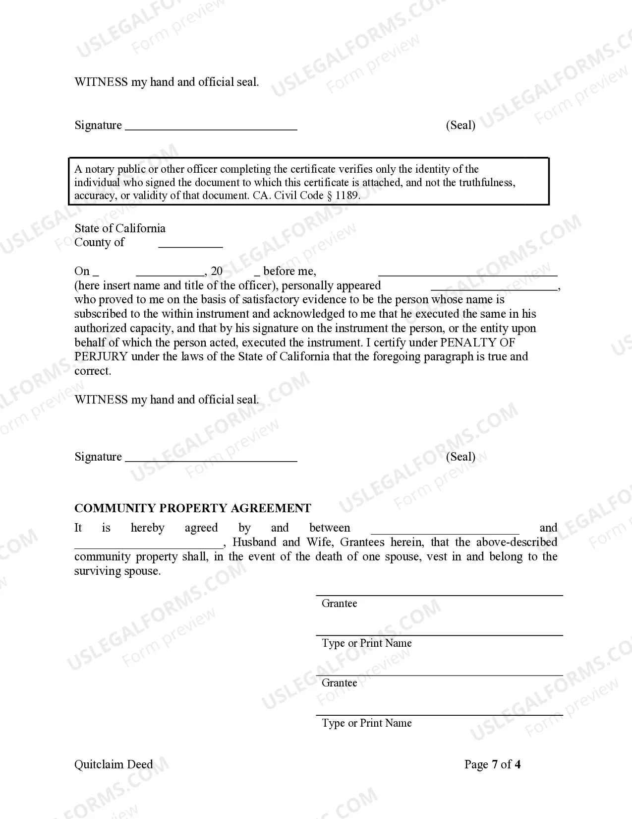 Preview Quitclaim Deed from two Individuals to Husband and Wife