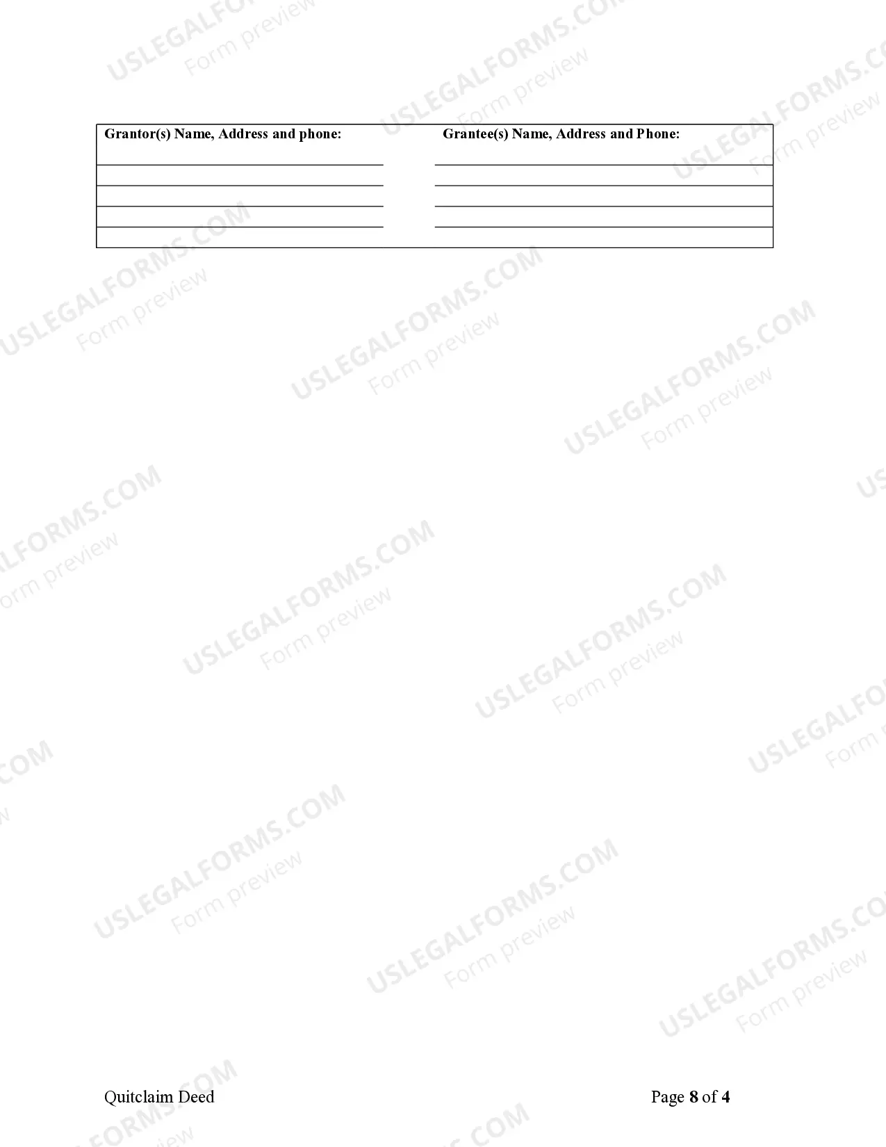 Preview Quitclaim Deed for Three Individuals to Four Individuals as Joint Tenants