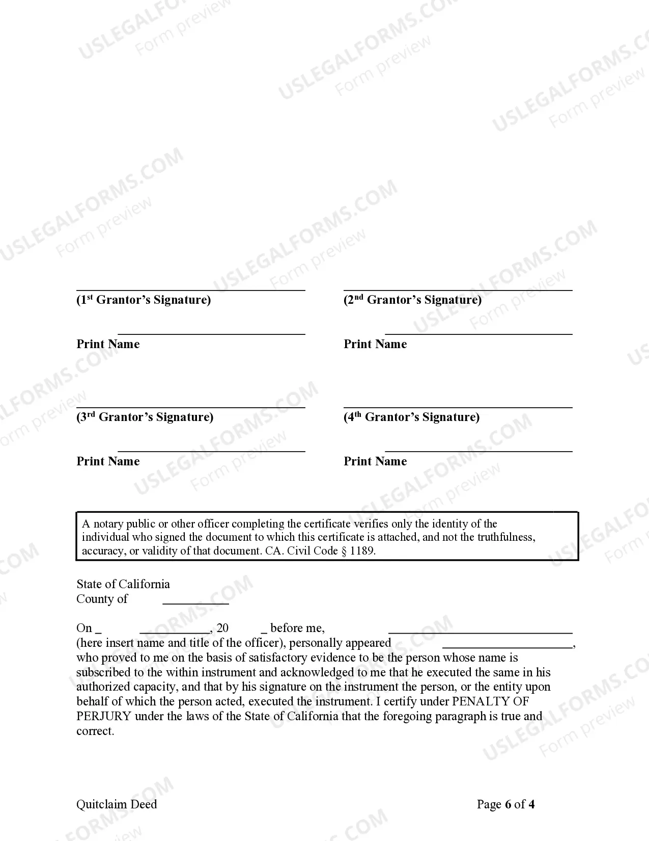 Preview Quitclaim Deed for Four Individuals to Two Individuals as Joint Tenants