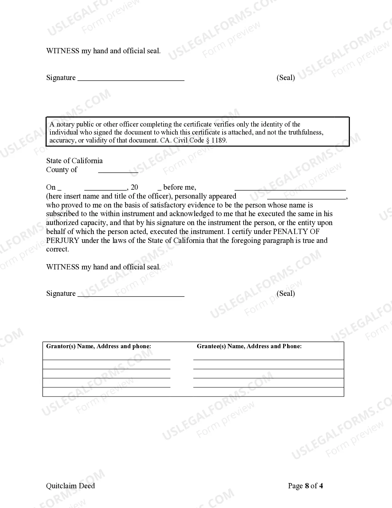 Preview Quitclaim Deed for Four Individuals to Two Individuals as Joint Tenants