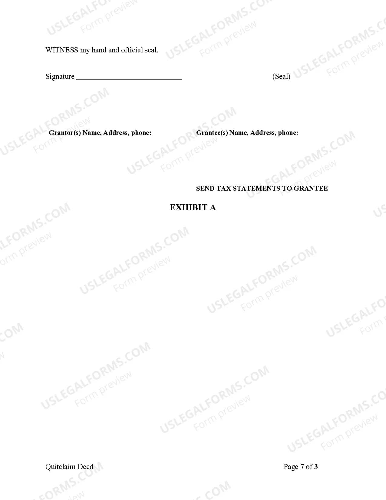 Preview Quitclaim Deed for Individual to a Trust