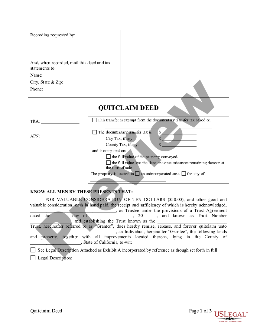 san-jose-california-quitclaim-deed-trust-to-individual-quitclaim