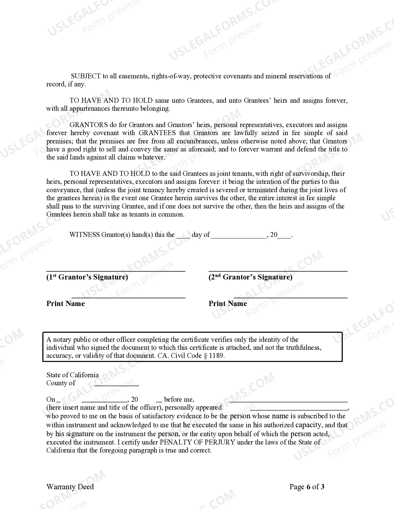 Preview Warranty Deed for Husband and Wife to Three Individuals as Joint Tenants