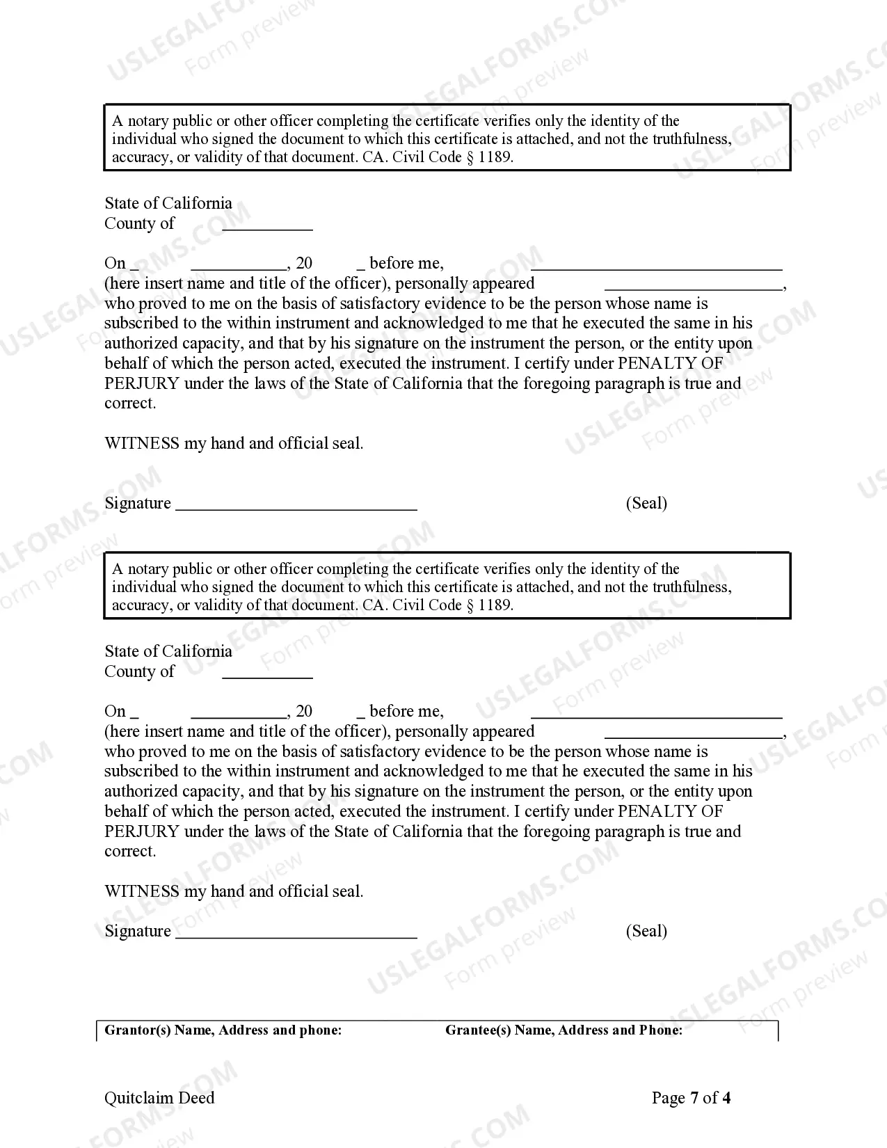 Preview Quitclaim Deed for Three Individuals to Five Individuals as Joint Tenants