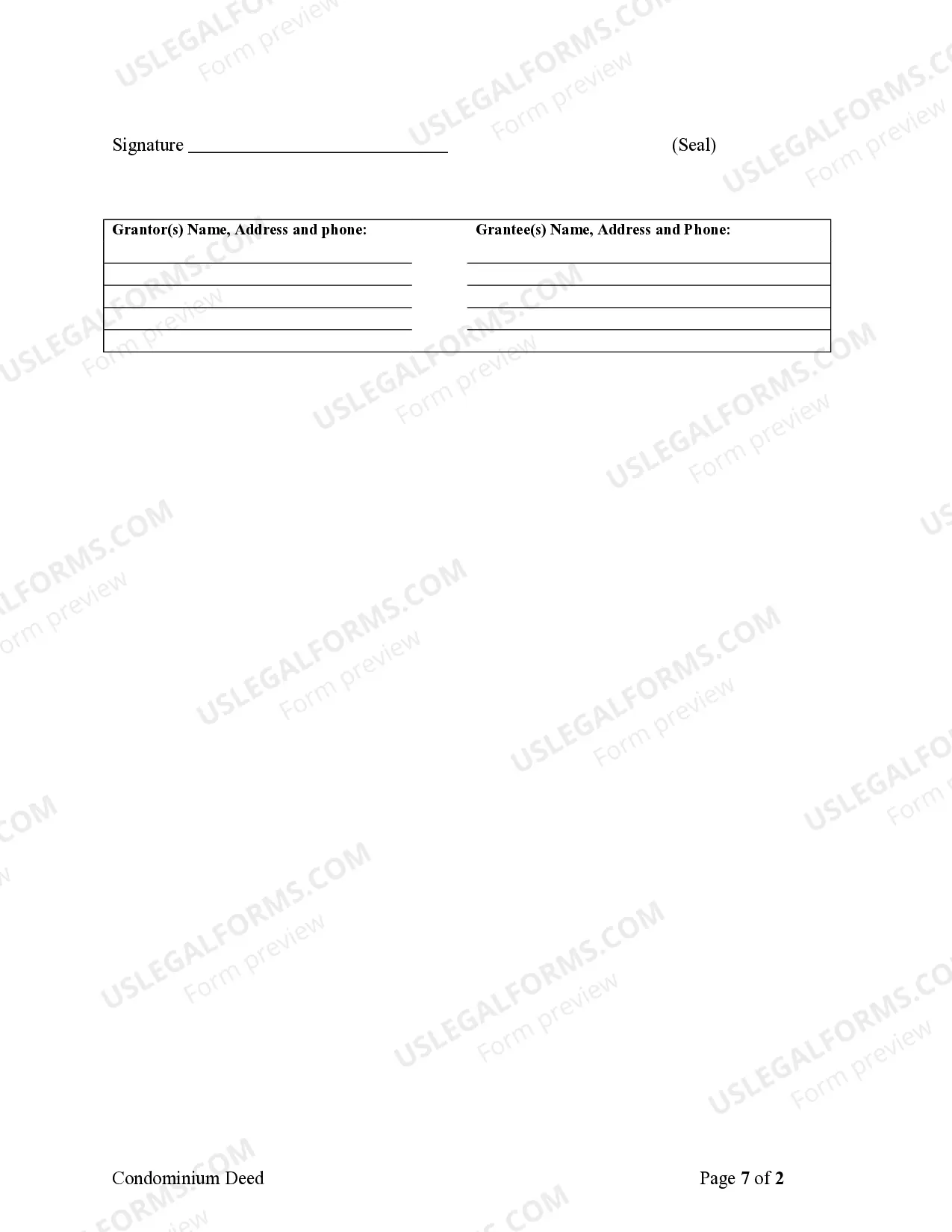 Preview Condominium Quitclaim Deed for Individual to Individual