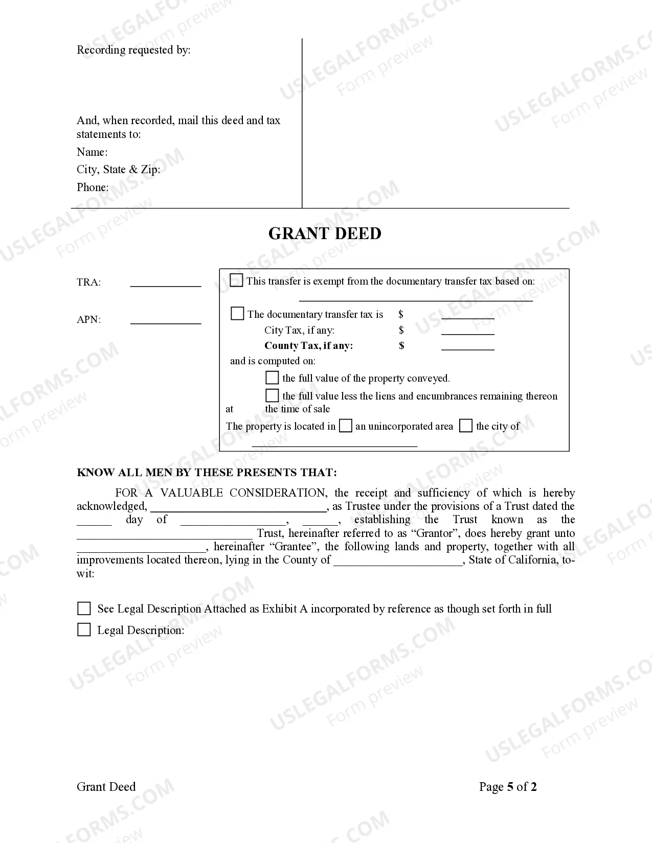 Preview Grant Deed - Trust to Individual