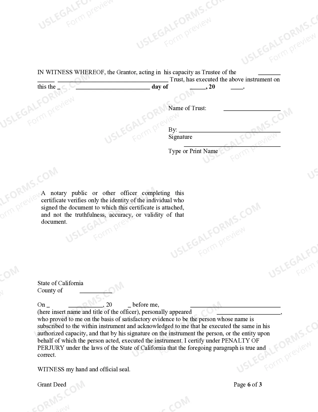 Preview Grant Deed from a Trust to a Husband and Wife